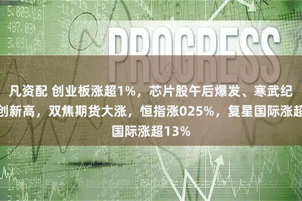 凡资配 创业板涨超1%，芯片股午后爆发、寒武纪涨停创新高，双焦期货大涨，恒指涨025%，复星国际涨超13%